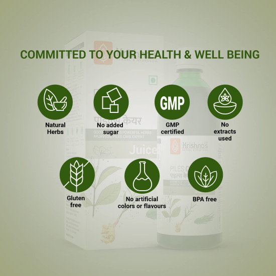 KRISHNA'S HERBAL & AYURVEDA Piles Care Juice - 1000 Ml, Ayurvedic Piles Care Expert, Goodness Of Chitrak Mool, Bachh, Kutaj, Bilav & 6 Other Herbs KRISHNA'S HERBAL & AYURVEDA Piles Care Juice - 1000 Ml, Ayurvedic Piles Care Expert, Goodness Of Chitrak Mool, Bachh, Kutaj, Bilav & 6 Other Herbs