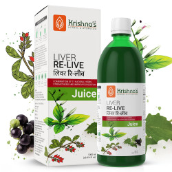 KRISHNA'S HERBAL & AYURVEDA Liver Re-Live Juice 1000 ml | Healthy Liver | Strengthens the digestive system | Goodness of 11 powerful herbs like Makoy, Harshringar, Daru Haridra | Sugar free Juice