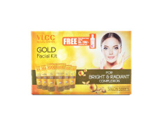 VLCC Gold Facial Kit with FREE Rose Water Toner - 300g + 100ml | 24K Colloidal Gold and Aloe Vera at Home Facial Kit | Bright & Radiant Complexion, Skin Cell Regeneration | Instant Glow Facial.