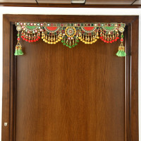 CraftVatika Toran Toranam Hanging Bandarwal for Main Entrance Door Pooja Room Wall Home Decoration Handmade Latest Vintage Traditional Multi Zula Pearl Beads (36.6 Inch Length)