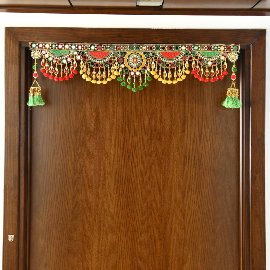 CraftVatika Toran Toranam Hanging Bandarwal for Main Entrance Door Pooja Room Wall Home Decoration Handmade Latest Vintage Traditional Multi Zula Pearl Beads (36.6 Inch Length)