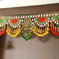 CraftVatika Toran Toranam Hanging Bandarwal for Main Entrance Door Pooja Room Wall Home Decoration Handmade Latest Vintage Traditional Multi Zula Pearl Beads (36.6 Inch Length)
