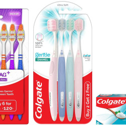 Colgate Active Salt Toothpaste, Germ Fighting Toothpaste for Healthy Gums and Teeth, 500gm & Gentle Enamel Ultra Soft Bristles Manual Toothbrush for adults & ZigZag Manual Toothbrush for adults