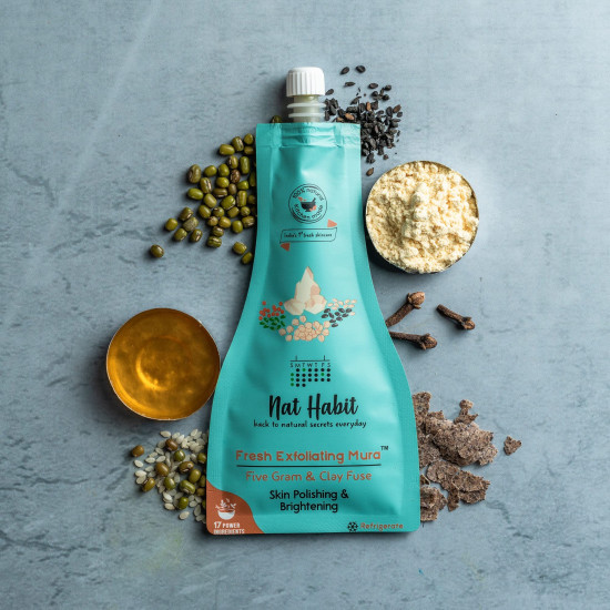Nat Habit Face Scrub, Five Gram & Clay Fuse Exfoliating Mura For Deep Cleansing, Skin Polishing & Brightening, Provide Clean, Clear & Soft Skin (Pack of 2 x 25 gm) Nat Habit Face Scrub, Five Gram & Clay Fuse Exfoliating Mura For Deep Cleansing, Skin Polishing & Brightening, Provide Clean, Clear & Soft Skin (Pack of 2 x 25 gm)