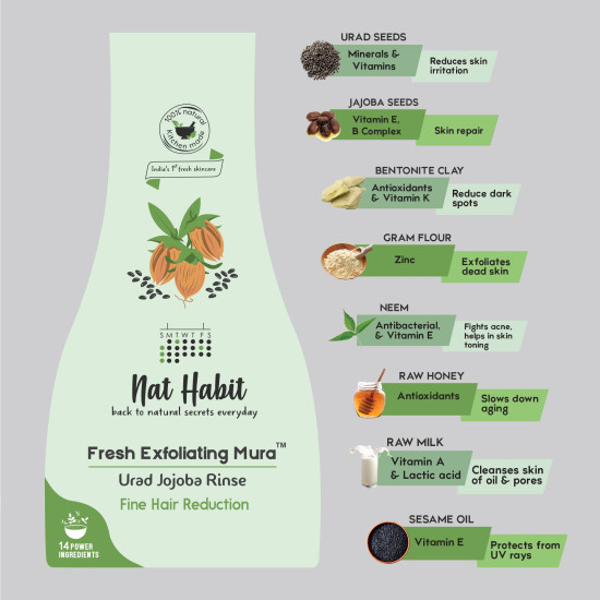 Nat Habit Face Scrub, Urad Jojoba Exfoliating Mura For Fine Facial Hair Reduction And Deep Cleansing, Provide Clean, Clear & Soft Skin (Pack of 2 x 25 gm) Nat Habit Face Scrub, Urad Jojoba Exfoliating Mura For Fine Facial Hair Reduction And Deep Cleansing, Provide Clean, Clear & Soft Skin (Pack of 2 x 25 gm)