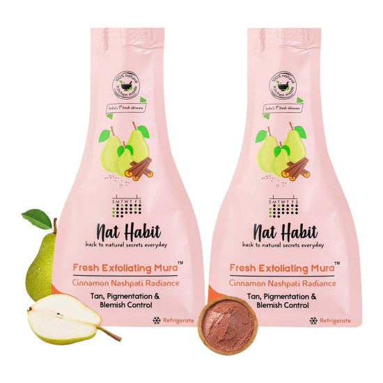 Nat Habit Face Scrub Cinnamon Nashpati Radiance Exfoliating Mura For Tan, Deep Cleansing, Pigmentation & Blemish Control, Chemical Free (Pack of 2 x 25 gm)