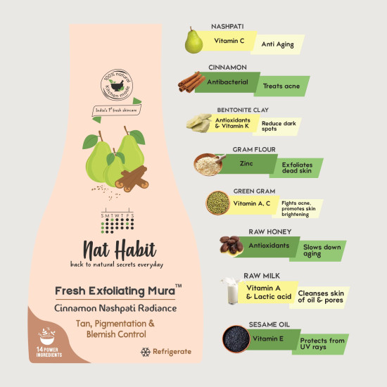 Nat Habit Face Scrub Cinnamon Nashpati Radiance Exfoliating Mura For Tan, Deep Cleansing, Pigmentation & Blemish Control, Chemical Free (Pack of 2 x 25 gm)