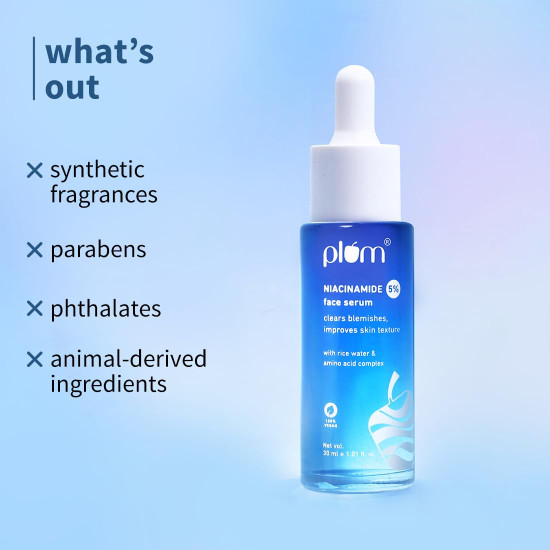 Plum 5% Niacinamide & Rice water Face Serum for Clear & Bright Skin 30ml | Provides Clear, Glowing & Brightening Skin | Lightweight & Beginner Friendly Serum for Women & Men | All Skin Types