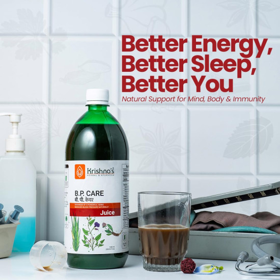 KRISHNA'S HERBAL & AYURVEDA Bp Care Juice -1000 Ml | Ayurvedic Way To Manage Bp & Cholesterol Level With Sarpgandha, Shankhpishi & 3 Natural Herbs