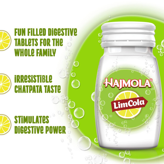 Dabur Hajmola Tasty Digestive Tablets (Limcola Flavour) - 120 Tabs | Healthy, Tasty & Chatpata | Improves Digestion | Relieves from Constipation | Unique Mix of Hajmola & Lemon