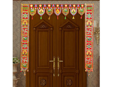 CraftVatika Fabric Handmade Toran Toranam Bandarwal Wall Door Hanging Ornaments for Main Gate Entrance, Home Office Diwali New Year Decorations, Home Decorative Items, 36 Inch, Multicolor