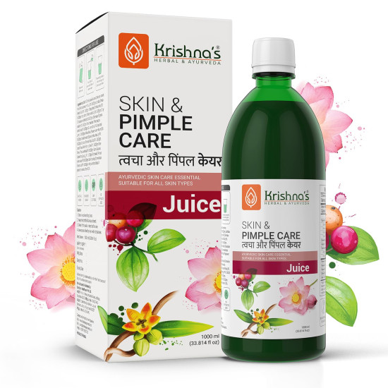 KRISHNA'S HERBAL & AYURVEDA Skin & Pimple Care Juice - 1000 Ml | Ayurvedic Skin Care Expert With Manjisth, Rose, Sankhpushpi & 13 Other Herbs | Helps In Reducing Acne, Pimples & Dark Spot KRISHNA'S HERBAL & AYURVEDA Skin & Pimple Care Juice - 1000 Ml | Ayurvedic Skin Care Expert With Manjisth, Rose, Sankhpushpi & 13 Other Herbs | Helps In Reducing Acne, Pimples & Dark Spot