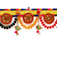 CraftVatika Toran Toranam Hanging Bandarwal for Main Entrance Door Pooja Room Wall Home Decoration Handmade Latest Traditional Design (Type 8), 94 Cm,Multicolour