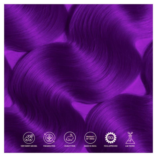 Paradyes Semi-permanent Electric Purple DIY Conditioner Based Hair Colour infused with Aloe-vera, Bhringaraj, Brahmi, Almonds & Amla 120 gm