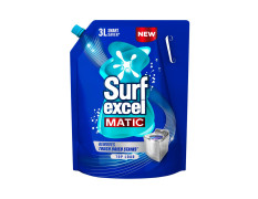 Surf Excel Matic Top Load Liquid Detergent 3 L Refill Pouch, Specially designed to remove Tough Dried Stains, 1st time in Washing Machine
