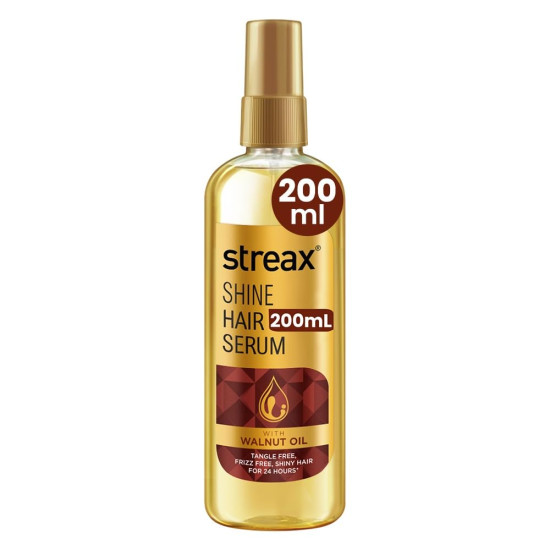 Streax Hair Serum 200ml, Hair serum for Dry & Frizzy Hair, for Women & Men, for Curly Hair, Wavy Hair, Straight Hair, Silk & Shine Vitalised with Walnut Oil Streax Hair Serum 200ml, Hair serum for Dry & Frizzy Hair, for Women & Men, for Curly Hair, Wavy Hair, Straight Hair, Silk & Shine Vitalised with Walnut Oil