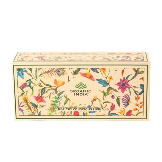 A TATA Product - Organic India Premium Speciality Tulsi Tea Gift Box (60 Assorted Teabags, 12 Flavors) | Assorted Green-tea and Caffeine Free Herbal Infusion | Certified Organic | Stress Relieving | Uplifts Mood |Antioxidant- Rich | Staple- Free Unbleache