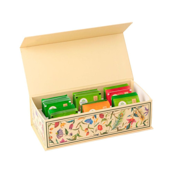 A TATA Product - Organic India Premium Speciality Tulsi Tea Gift Box (60 Assorted Teabags, 12 Flavors) | Assorted Green-tea and Caffeine Free Herbal Infusion | Certified Organic | Stress Relieving | Uplifts Mood |Antioxidant- Rich | Staple- Free Unbleache