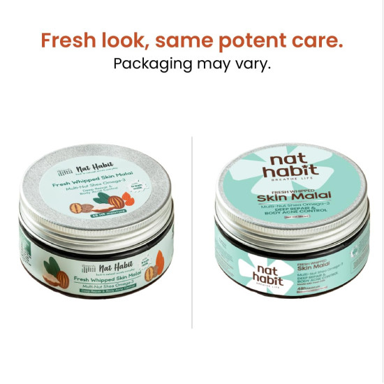 Nat Habit Multi-Nut Omega 3 Moisturiser, Skin Malai, Body Cream, Body Butter, Cold Cream Winter | Hydration, Skin Repair & 48 HR Moisture, Body Lotion - 120ml (Pack of 1)