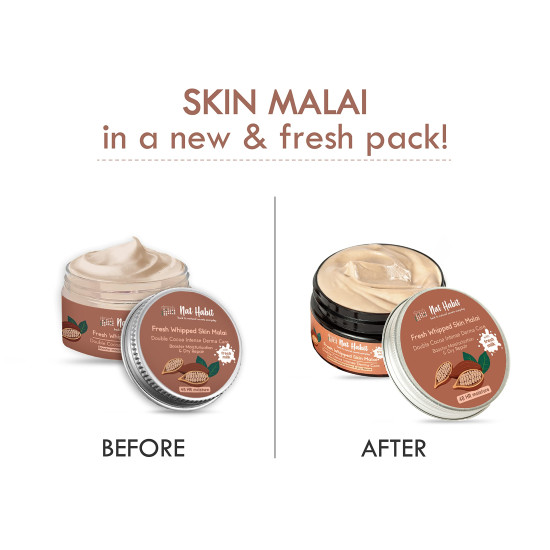 Nat Habit Double Cocoa Moisturiser, Skin Malai, Body Cream, Body Butter, Cold Cream Winter | Extreme Dry Skin, 48 HR Moisture, Shea, Cocoa Butter, Milk, Body Lotion - 120ml (Pack of 1)