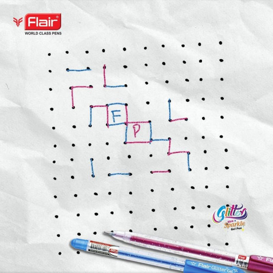 FLAIR Glitter Sparkle 1.0mm Gel Pen Blister Pack | Smooth & Perfect Writing Experience | Non-Toxic Fluid Gel Ink | Beautiful Transparent Body With Sparkles | Set of 10 Different Ink Colors
