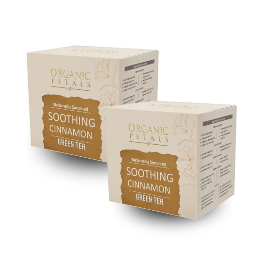 ORGANIC PETALS Detox Herbal Green Tea with Benifits of Cinnamon/Rich in Antioxidants/Hot Or Iced,cinnamon bark for Boosting Immunity and Balancing Body weight/15 Bags in Each Packet(Pack of 2),180gram