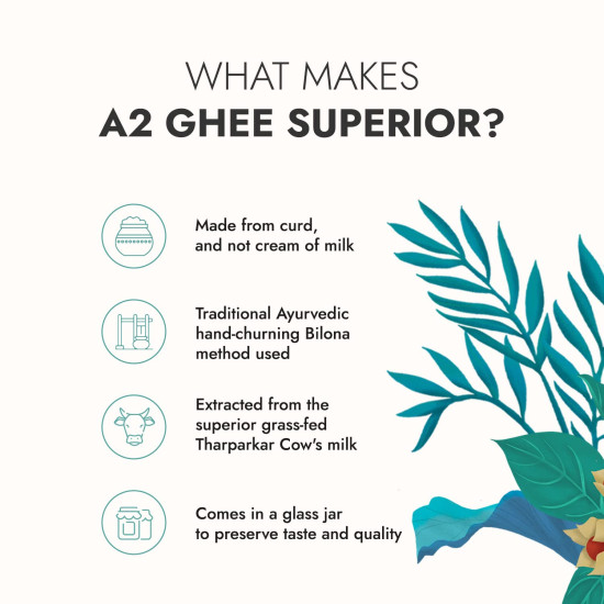 Kapiva A2 Desi Cow Ghee 500Ml | Bilona Method, Curd-Churned | Pure, Natural, Healthy | Grass-Fed Cultured Ghee + Organic Gulkand 300Gms (Rose Petal Jam) | 100% Natural | Sun-Cooked Damask Roses