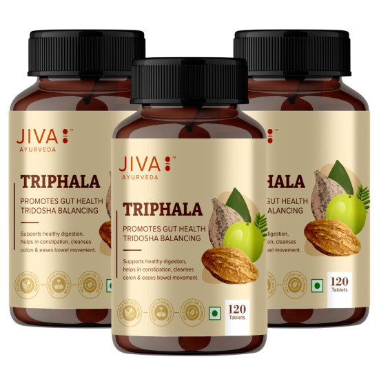 Jiva Triphala - 120 * 3 Tablets | (100% Pure & Natural) An Ayurvedic Formulaion | Helps to Relieves Constipation | Good for Digestion