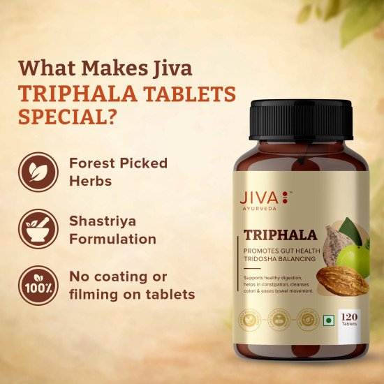 Jiva Triphala - 120 * 3 Tablets | (100% Pure & Natural) An Ayurvedic Formulaion | Helps to Relieves Constipation | Good for Digestion