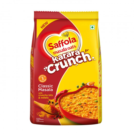 Saffola Masala Oats Karara Crunch, Tasty Evening Snack, Classic Masala with Crunchy Bits and Millets, 500g