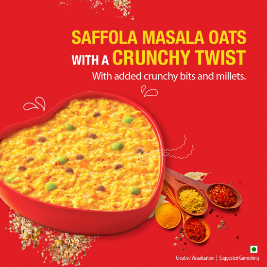 Saffola Masala Oats Karara Crunch, Tasty Evening Snack, Classic Masala with Crunchy Bits and Millets, 500g