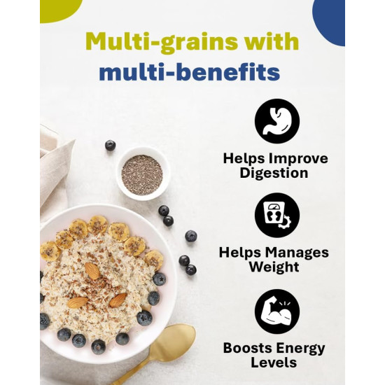 True Elements Multigrain Oats 500g - Jowar and Ragi | Oatmeal | Oats for Weight Loss | Millet Rich Breakfast | Healthy Breakfast | Rich in Fibre and Protein