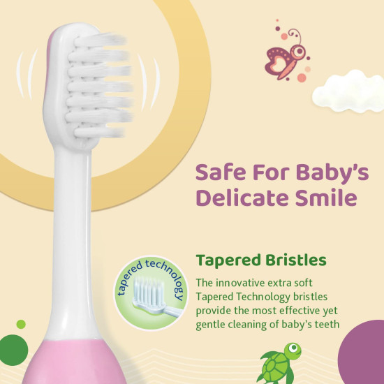 Chicco Baby Manual Toothbrush For Infants (6M-36M), Set Of 2|Extra Soft Tapered Bristles Ideal For Milk Teeth|Bpa Free (Blue, Green)