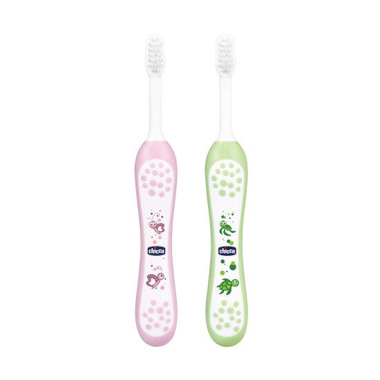 Chicco Toothbrush Set Pink+Green 6M-36M, manual, Baby