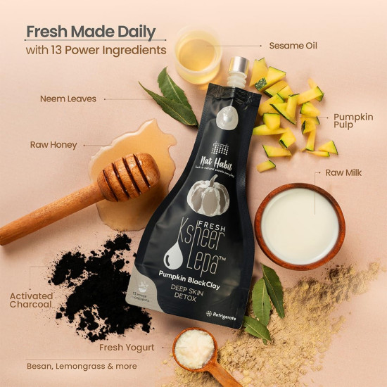 Nat Habit Pumpkin & Black Clay Face Pack | Charcoal Face Mask for Men & Women with Activated Charcoal Powder | Deep Cleansing, Blackhead Removal & Skin Detox | Black Head Remover Mask, 40g Nat Habit Pumpkin & Black Clay Face Pack | Charcoal Face Mask for Men & Women with Activated Charcoal Powder | Deep Cleansing, Blackhead Removal & Skin Detox | Black Head Remover Mask, 40g