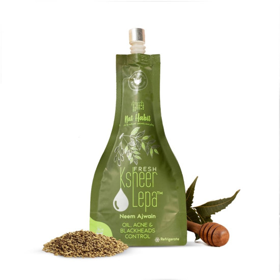 Nat Habit Neem Powder Face Mask for Oily Skin, Ajwain Ksheer Lepa- Face Pack for Men & Women | Face Mask Powder & Skin Care | Removes Blackheads, Blemishes | Facial Mask & Facepack for Women, 40g