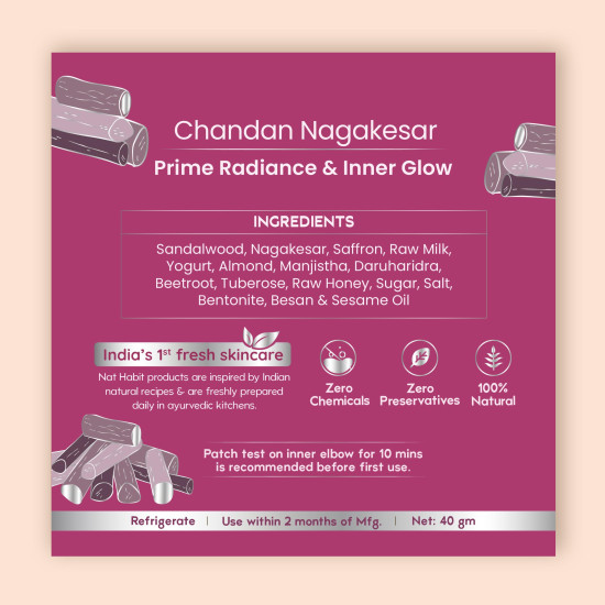 Nat Habit Chandan Nagakesar Face Pack | Pure Sandalwood & Raktha Chandan Powder Paste for Face Pack, Glow & Radiance | Clay Mask for Glowing Skin| Red & White Sandalwood Powder, 40g Nat Habit Chandan Nagakesar Face Pack | Pure Sandalwood & Raktha Chandan Powder Paste for Face Pack, Glow & Radiance | Clay Mask for Glowing Skin| Red & White Sandalwood Powder, 40g
