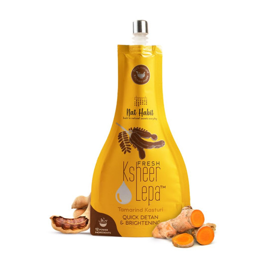 Nat Habit Tamarind & Kasturi Haldi Face Pack| Anti Tan, D-Tan & Brightening Face Pack with Kasthuri Manjal & Wild Turmeric | Clay Face Mask for Tan Removal, Spots & Marks,Fresh Ksheer Lepa, 40g Nat Habit Tamarind & Kasturi Haldi Face Pack| Anti Tan, D-Tan & Brightening Face Pack with Kasthuri Manjal & Wild Turmeric | Clay Face Mask for Tan Removal, Spots & Marks,Fresh Ksheer Lepa, 40g