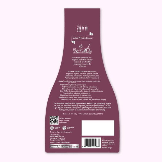 Nat Habit Chandan Nagakesar Face Pack | Pure Sandalwood & Raktha Chandan Powder Paste for Face Pack, Glow & Radiance | Clay Mask for Glowing Skin| Red & White Sandalwood Powder, 40g Nat Habit Chandan Nagakesar Face Pack | Pure Sandalwood & Raktha Chandan Powder Paste for Face Pack, Glow & Radiance | Clay Mask for Glowing Skin| Red & White Sandalwood Powder, 40g