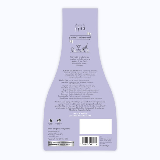 Nat Habit Kaolin Clay Face Mask for Sensitive Skin, Fresh Aparajita Ksheer Lepa with Kaolin Clay Powder for Delicate Care & Marks | Face Pack & Facial Mask for Men & Women | Face Mask Powder & Skin Care , 40g