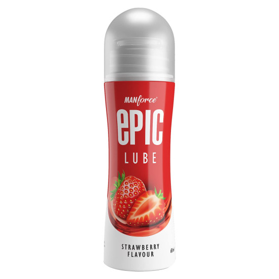 Epic Lube Strawberry Flavoured Lubrication Gel for Men & Women| 60ml| Water-Based Gel| Skin-Friendly| Safe to Use with Condoms