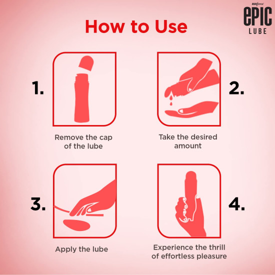 Epic Lube Strawberry Flavoured Lubrication Gel for Men & Women| 60ml| Water-Based Gel| Skin-Friendly| Safe to Use with Condoms