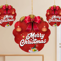 TOYXE Merry Christmas Printed Paper Card Hanging Decoration Red White Set of 10 Pcs