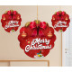 TOYXE Merry Christmas Printed Paper Card Hanging Decoration Red White Set of 10 Pcs