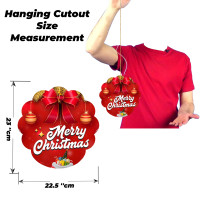 TOYXE Merry Christmas Printed Paper Card Hanging Decoration Red White Set of 10 Pcs