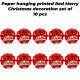 TOYXE Merry Christmas Printed Paper Card Hanging Decoration Red White Set of 10 Pcs