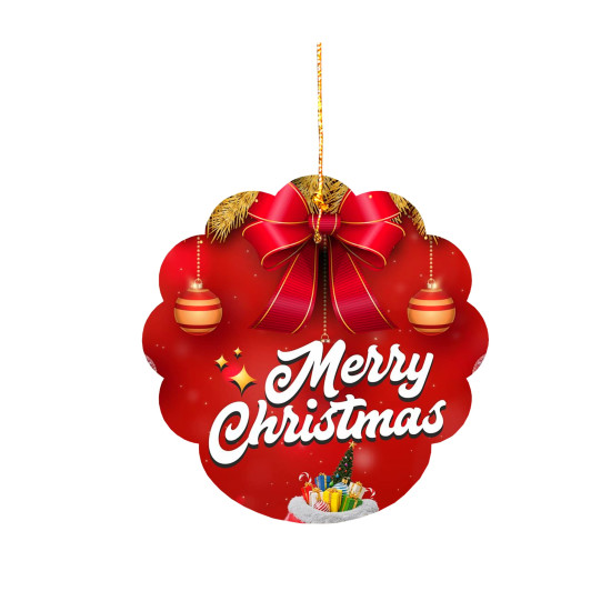 TOYXE Merry Christmas Printed Paper Card Hanging Decoration Red White Set of 10 Pcs