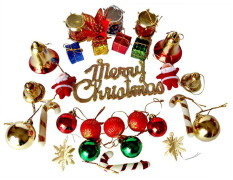 WebelKart Plastic Christmas Tree Decorations Set(Balls,Bells,Gifts,Pine Trees,Stars,Candy Sticks & Santa Claus) Christmas Gift Items,Christmas Tree Decorations Items(19) Multicolour