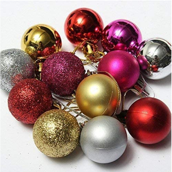 WebelKart Plastic Christmas Tree Decorations Set(Balls,Bells,Gifts,Pine Trees,Stars,Candy Sticks & Santa Claus) Christmas Gift Items,Christmas Tree Decorations Items(19) Multicolour