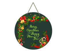 Webelkart® Premium Merry Christmas and Happy New Year Printed Wall Hanging/Door Hanging for Home and Christmas Decorations Items (10 Inches)